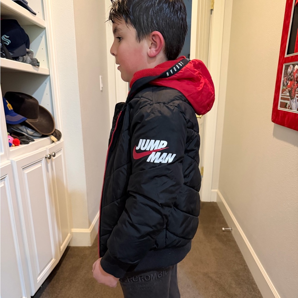Jumpman Black & Red Puffer Jacket size 8-10